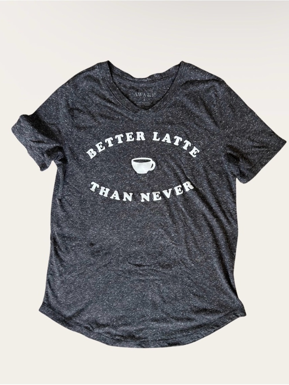 Awake Better Latte Than Never Coffee Graphic Tee - Charcoal Size Small Wonen’s